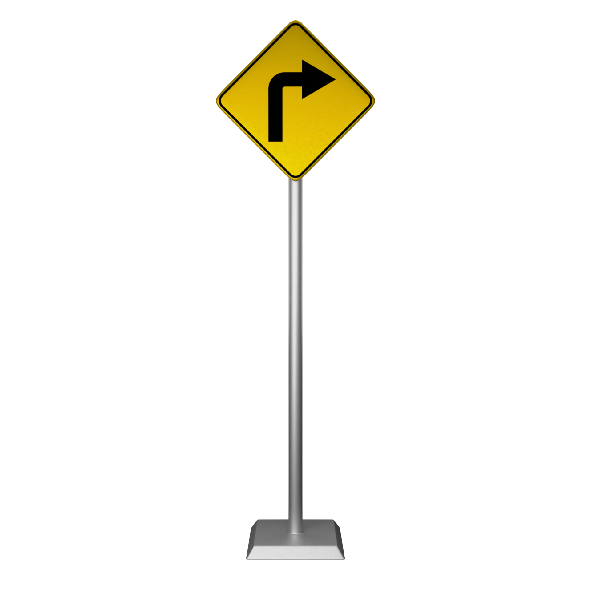 3D illustration of road sign turning right 44765255 PNG