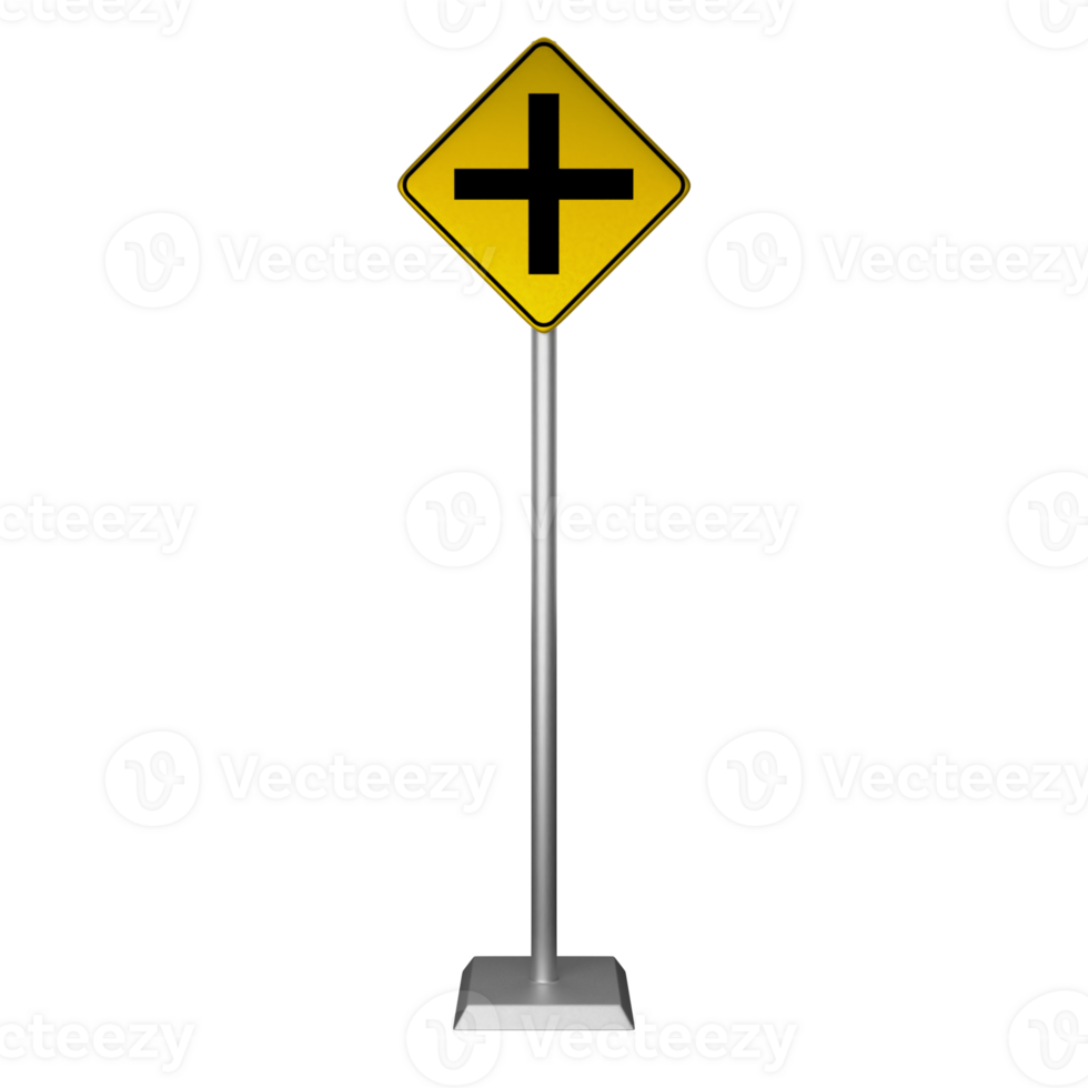 3d ilustración de intersección la carretera firmar png