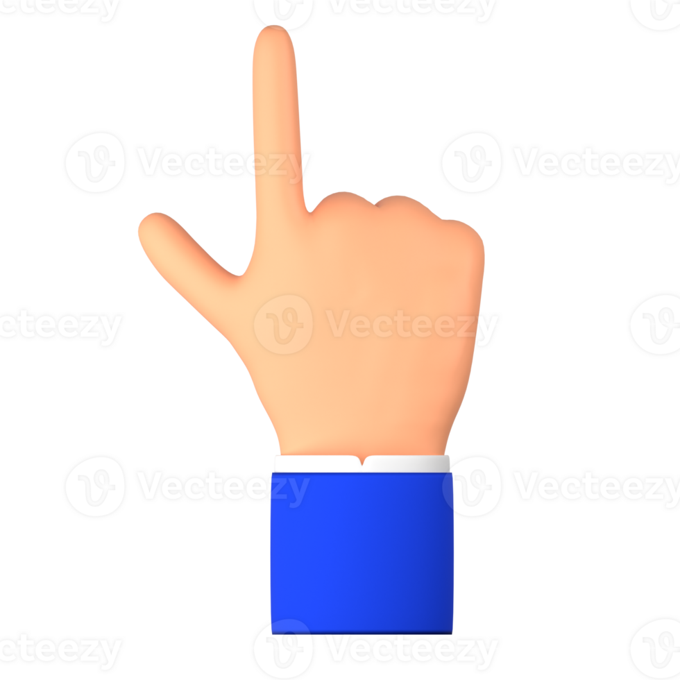 hand pointing finger up or raising his hand up 3d illustration png