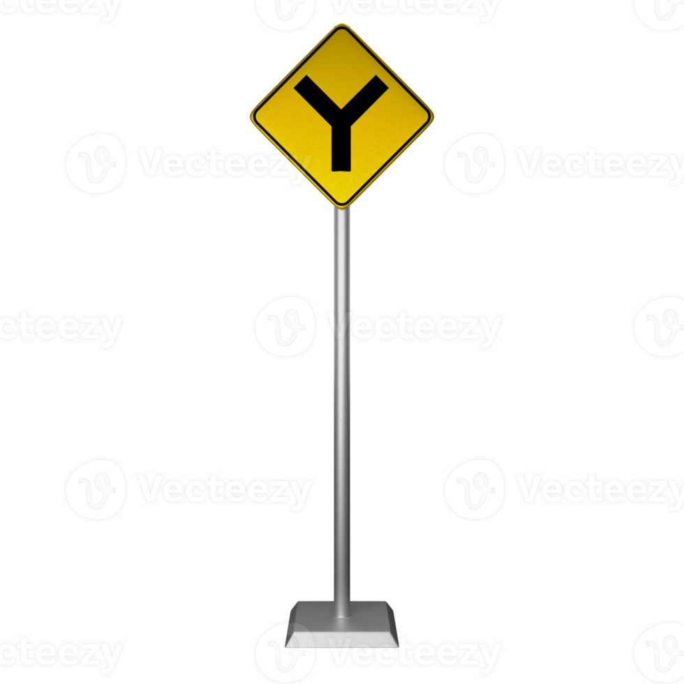 3D illustration of three type y intersection road sign png