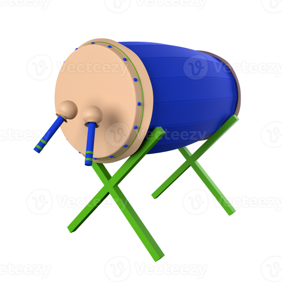 3d illustratie van een Islamitisch traditioneel trommel of algemeen gebeld bedug, geschikt voor Ramadan. png