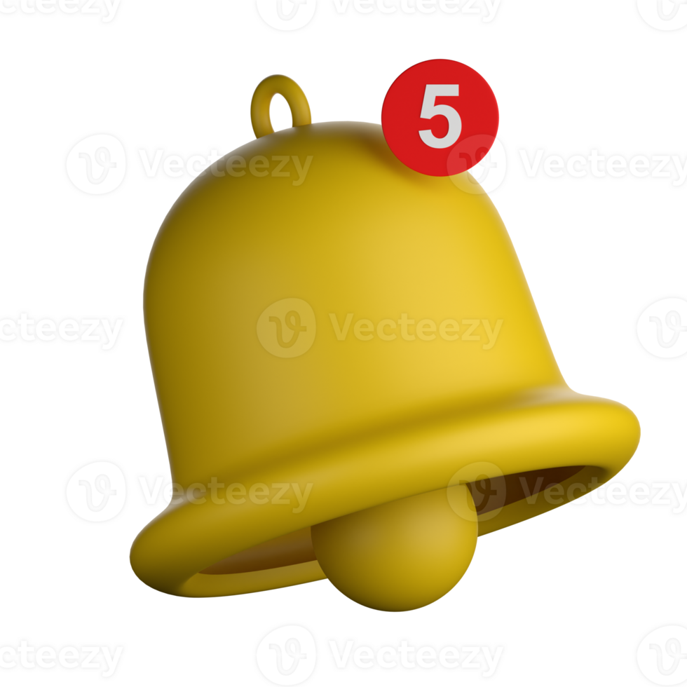 3d illustration of bell notification alert ringing png