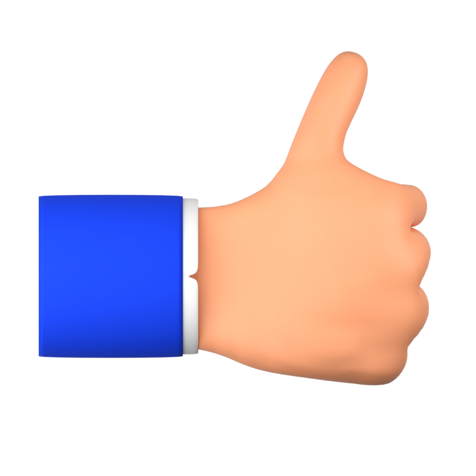 hand giving thumbs up or like 3d illustration png