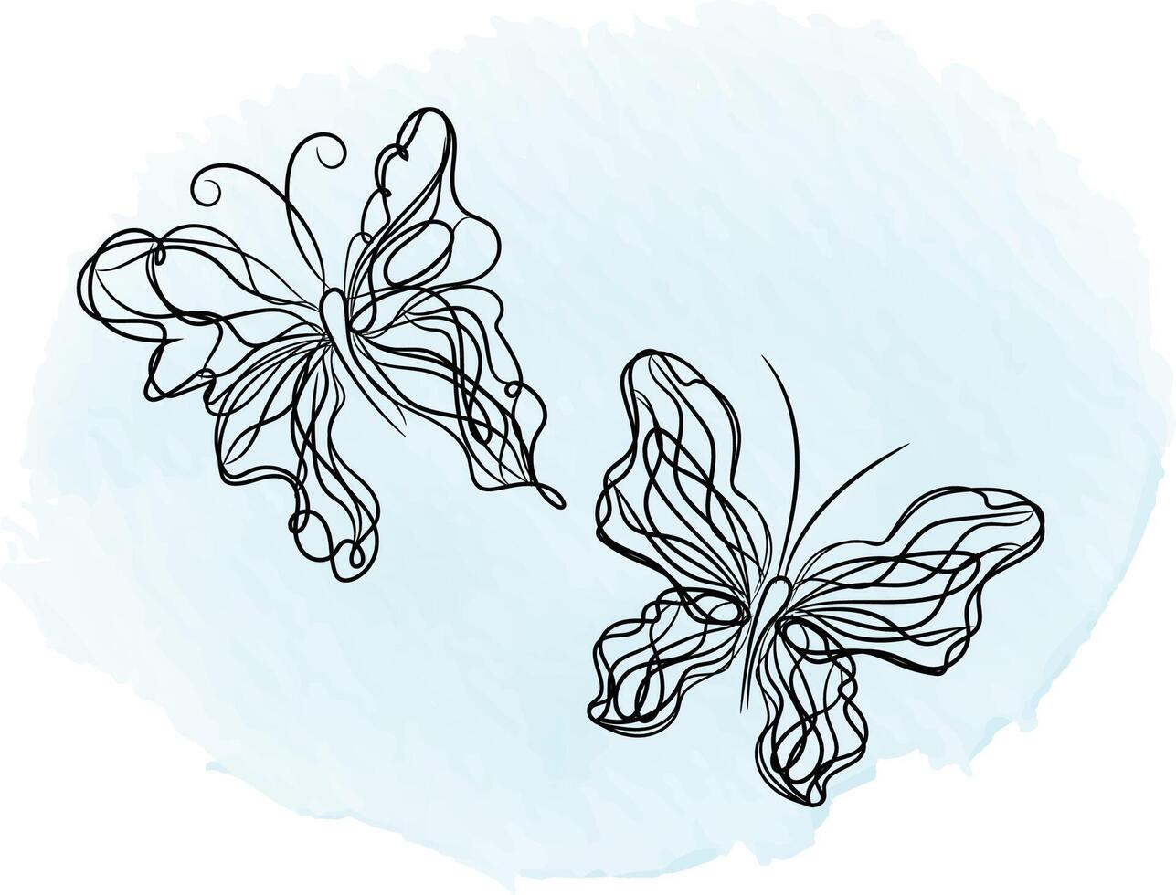 Butterfly outline with drawn details collection vector