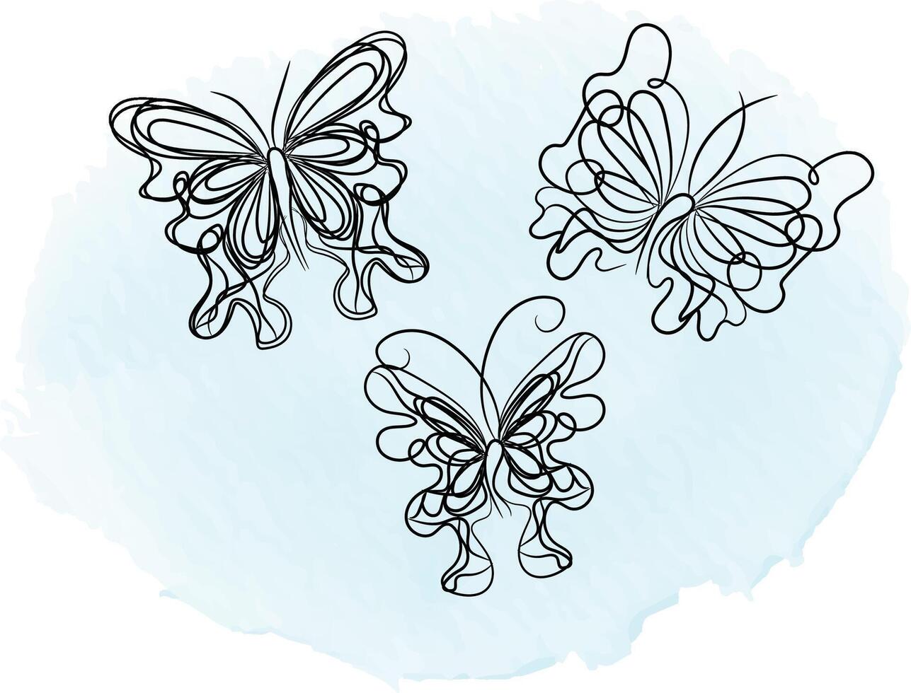 Butterfly outline with drawn details collection vector