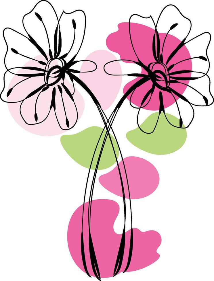 Monochromatic spring flowers collection vector