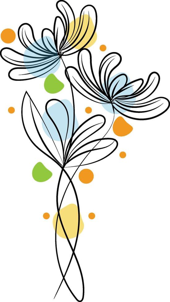 Hand drawn flat design simple flower outline vector