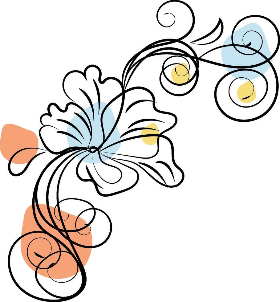 Hand drawn flat design simple flower outline vector