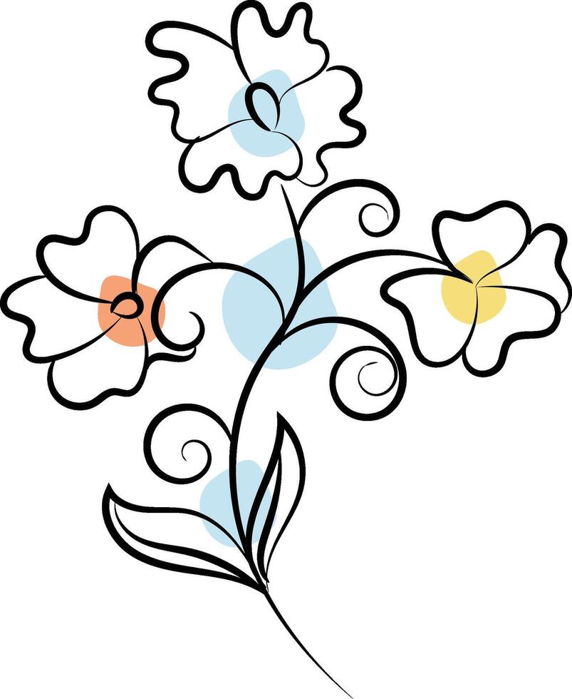 Hand drawn flat design simple flower outline vector