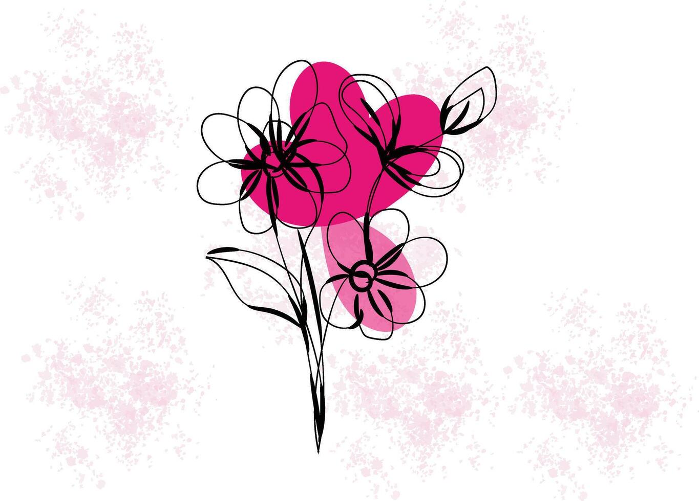 plano diseño de lineal hojas y flores vector