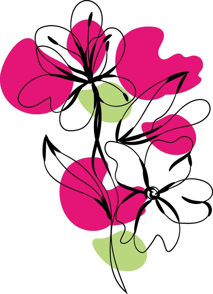 Monochromatic spring flowers collection vector