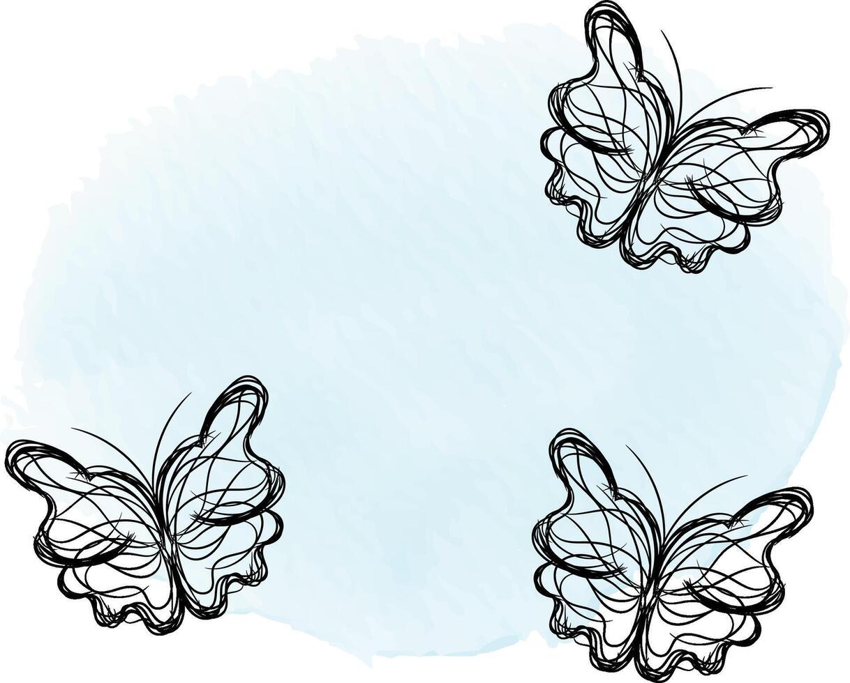 Beautiful butterfly outline illustration vector
