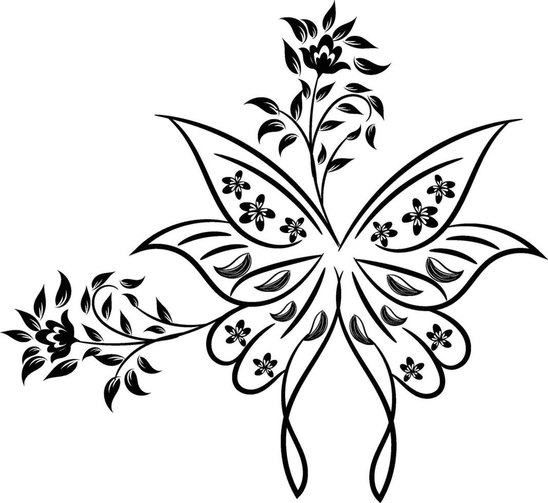 Beautiful butterfly outline illustration vector