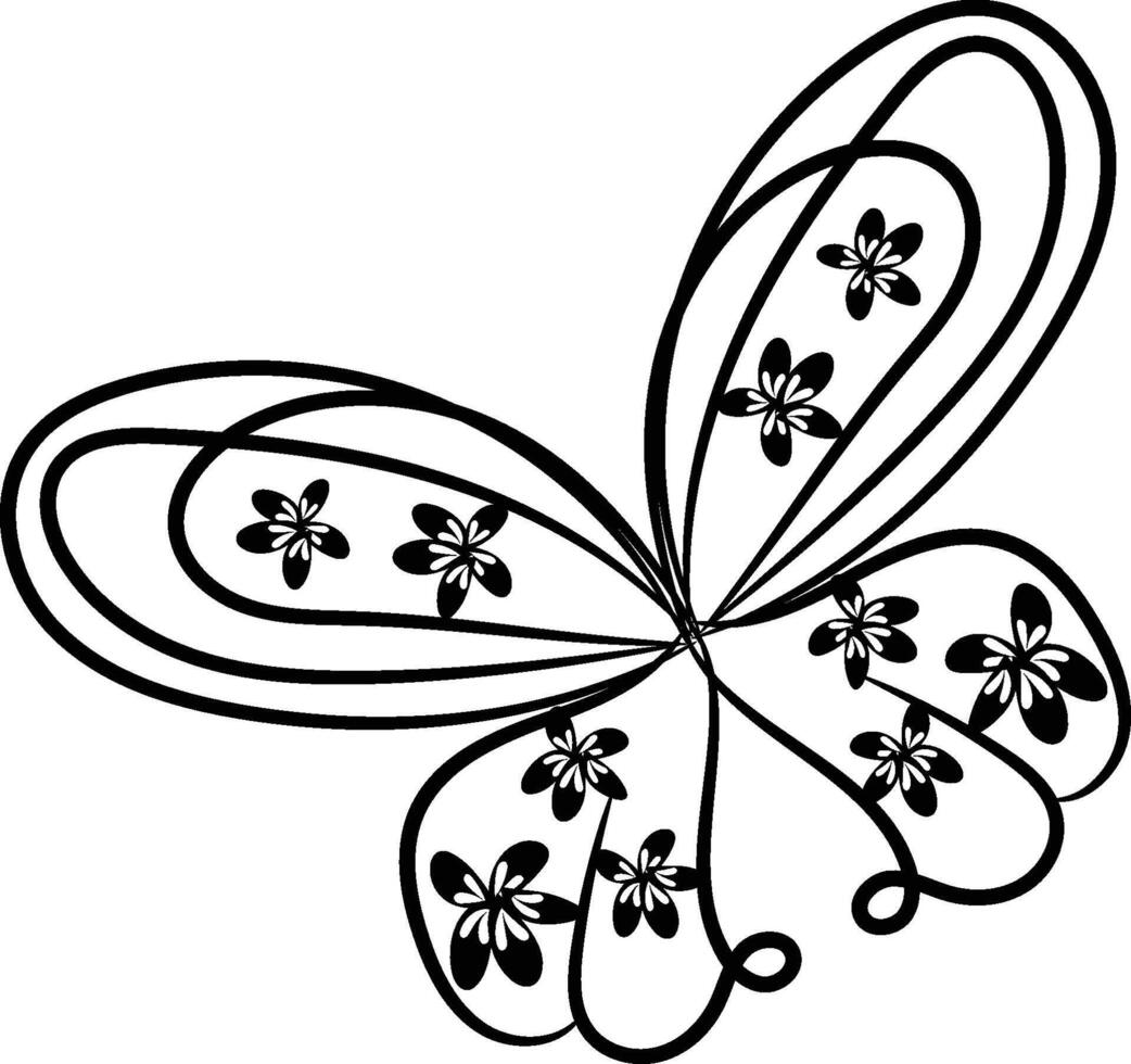 hermosa mariposa contorno ilustración vector