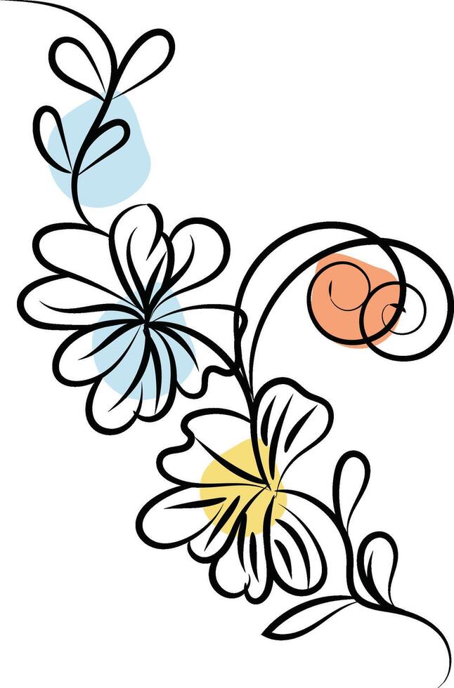 Hand drawn flat design simple flower outline vector