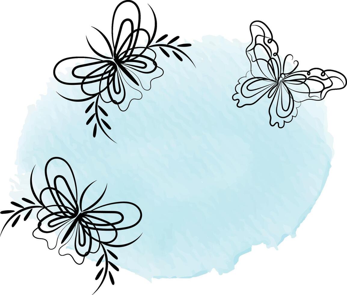 Butterfly outline with drawn details collection vector