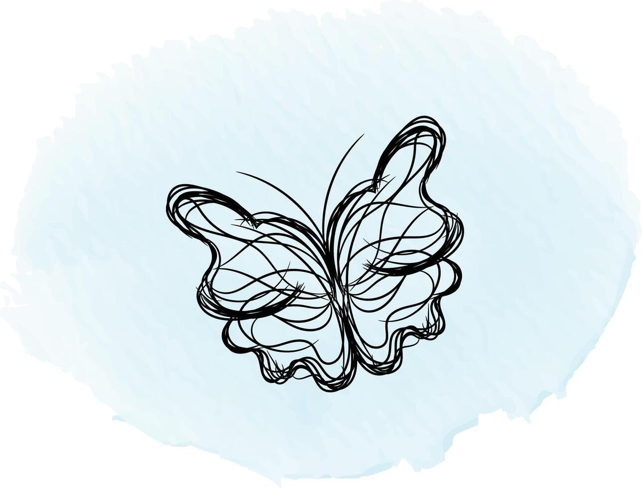 Beautiful butterfly outline illustration vector