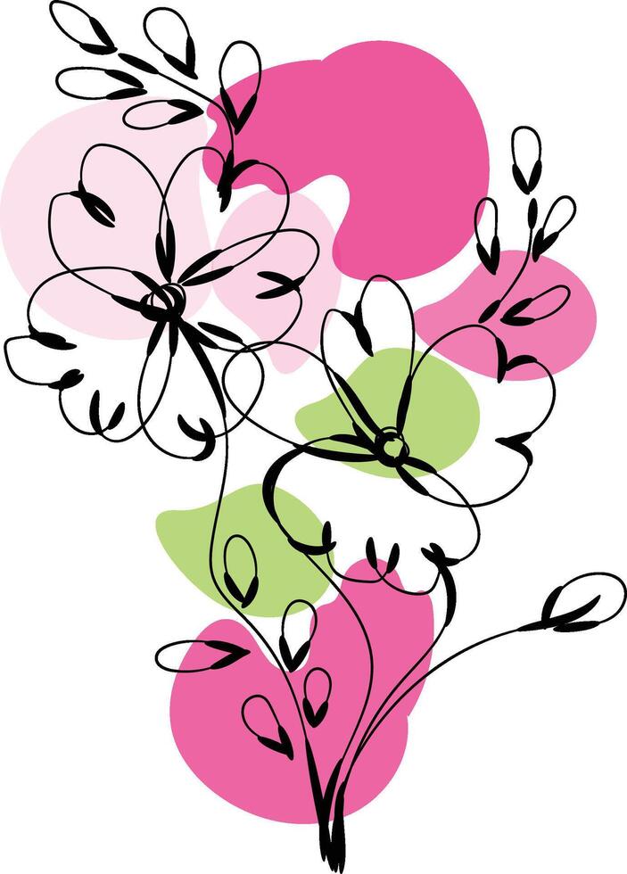 Monochromatic spring flowers collection vector