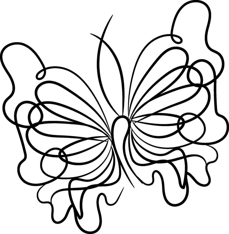 Beautiful butterfly outline illustration vector
