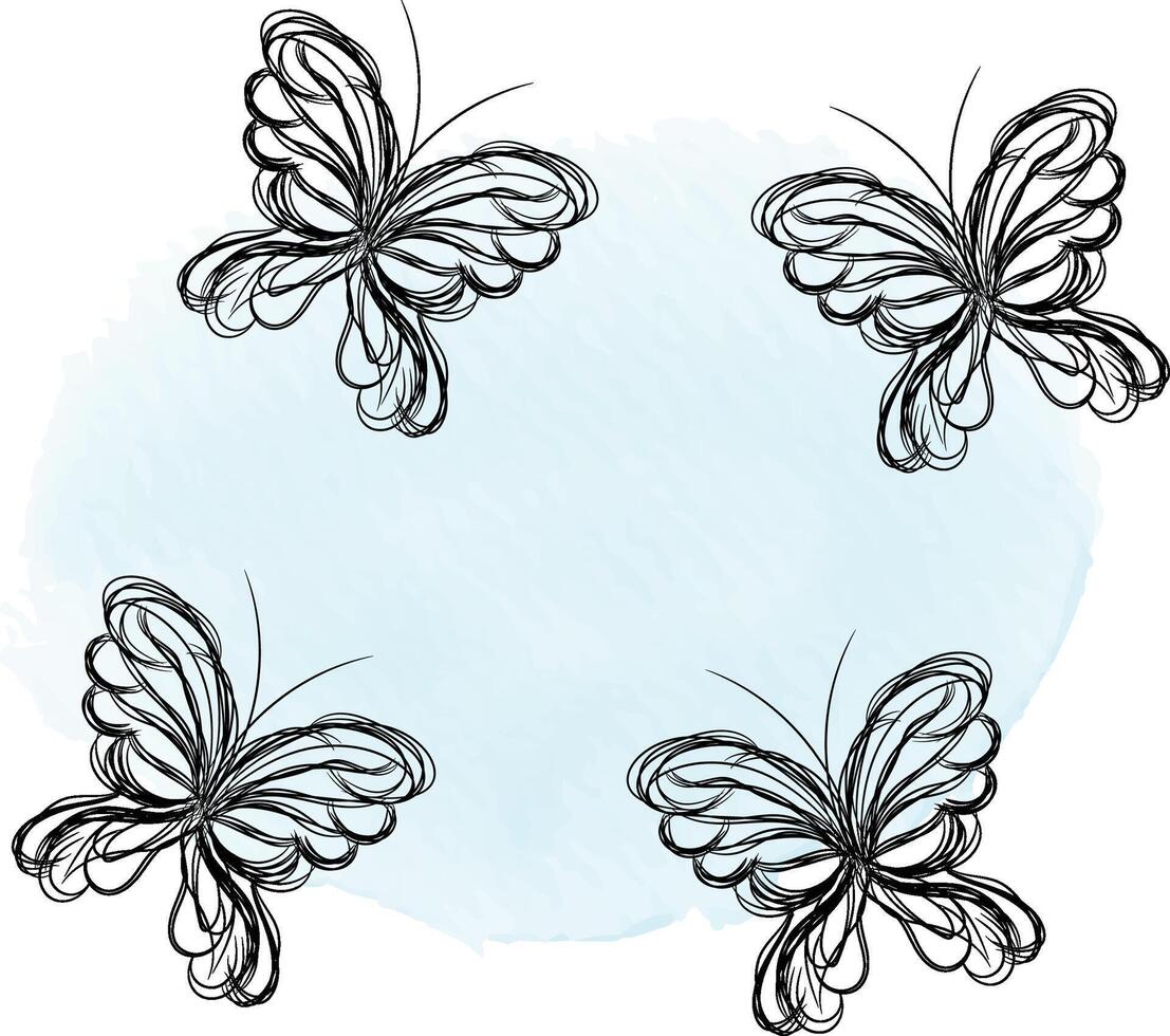 Beautiful butterfly outline illustration vector