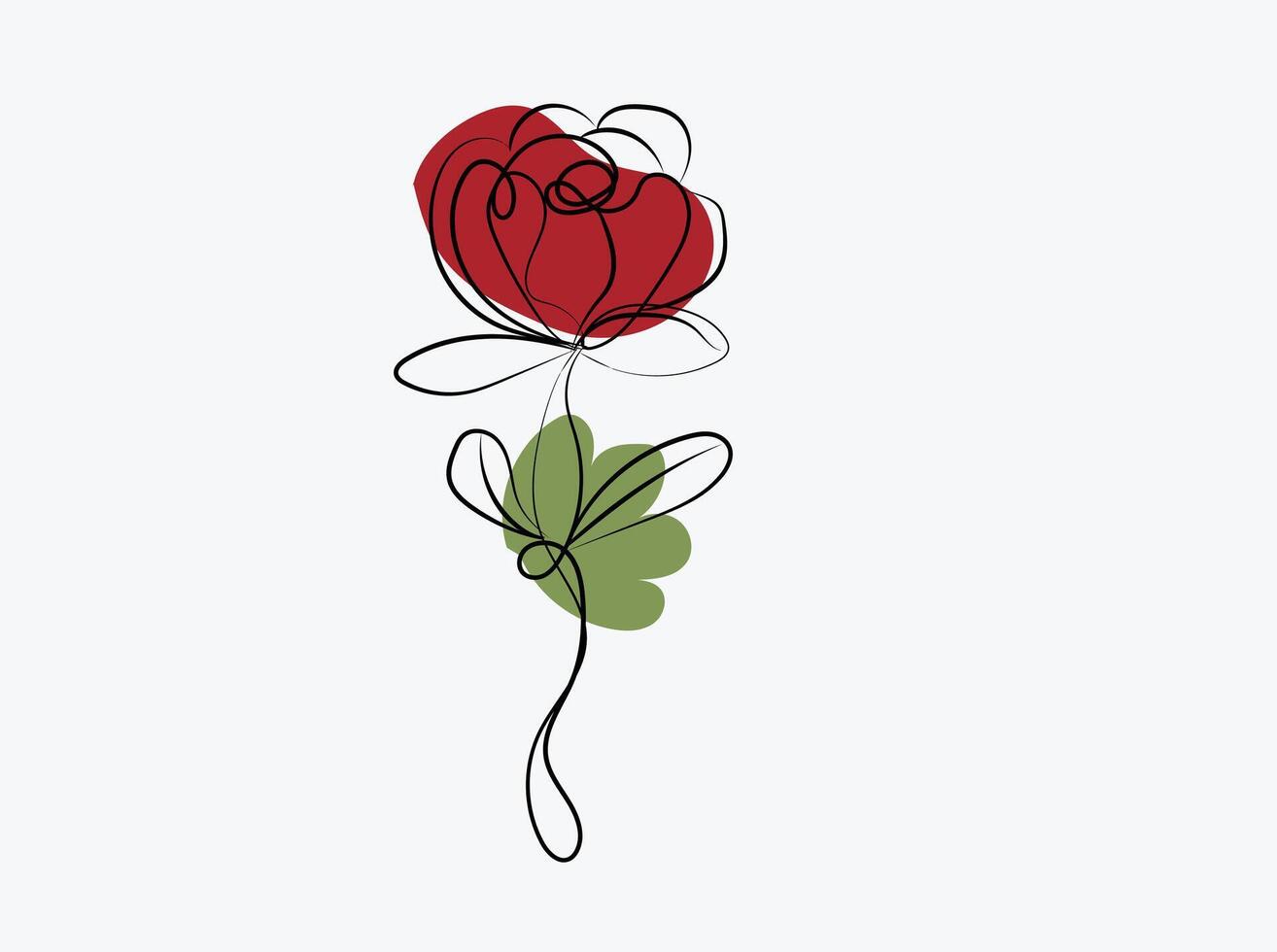 Hand drawn flat design simple flower outline vector