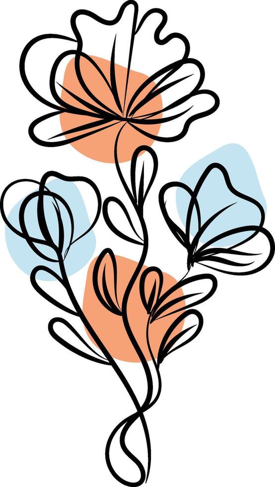 Hand drawn flat design simple flower outline vector