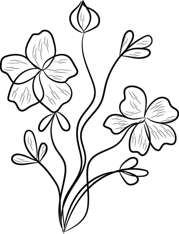 Hand drawn flat design simple flower outline vector