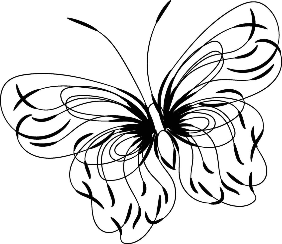 Beautiful butterfly outline illustration vector