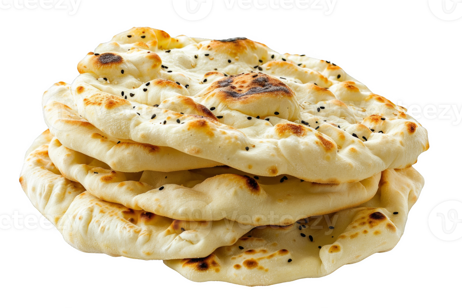 Stacked Fresh Flatbread With Sesame Seeds png