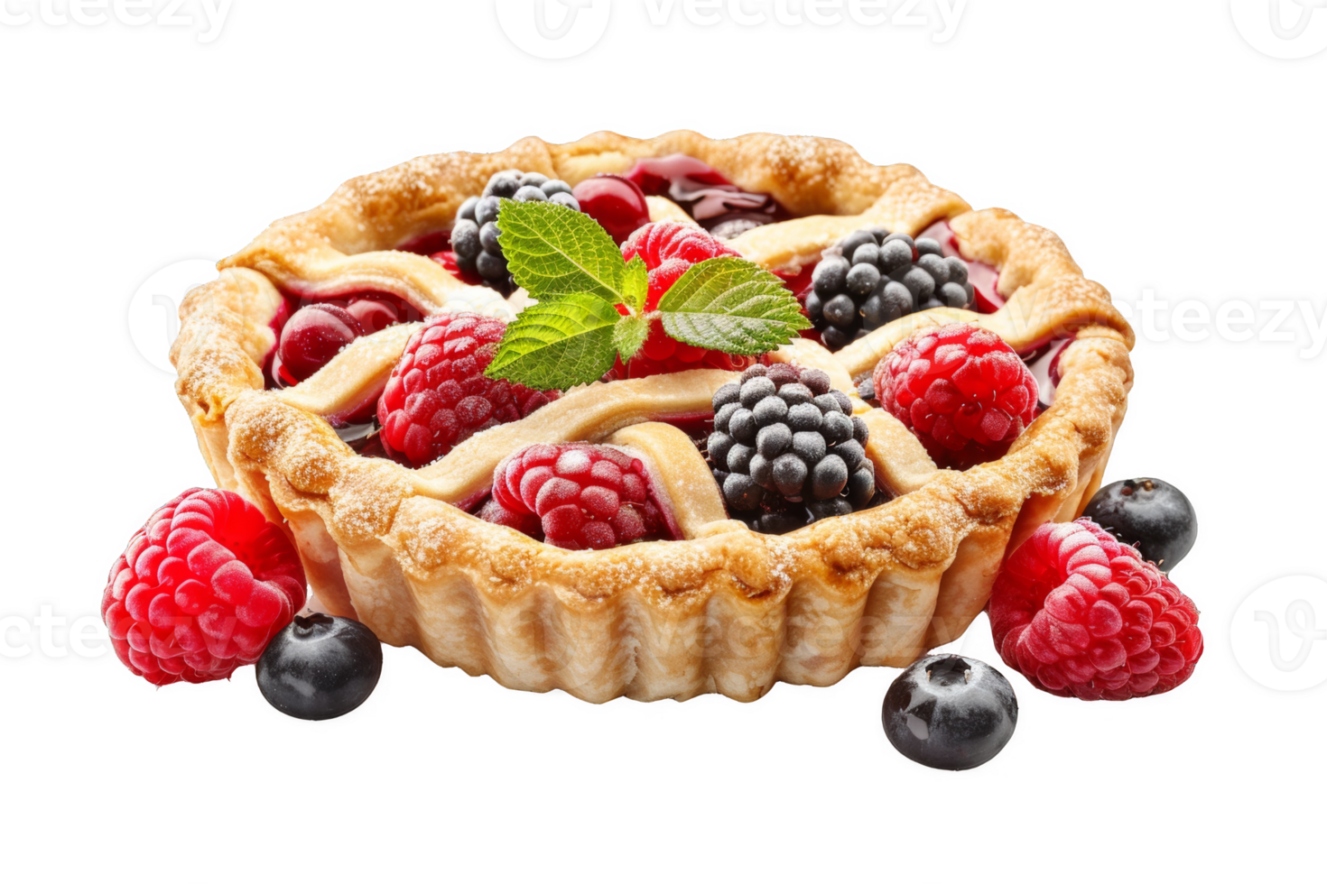 Delicious Berry Pie With Raspberries and Blueberries png