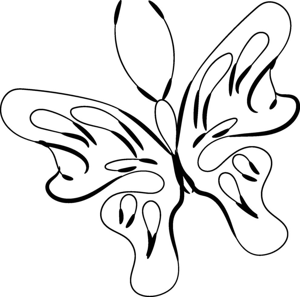 Beautiful butterfly outline illustration vector