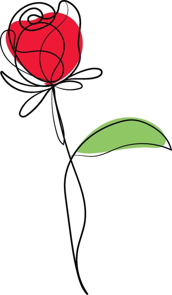 Hand drawn flat design simple flower outline vector