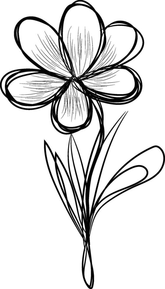 mano dibujado plano diseño sencillo flor contorno vector