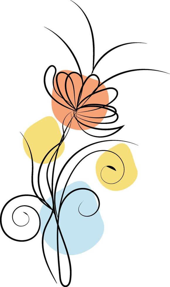 Hand drawn flat design simple flower outline vector