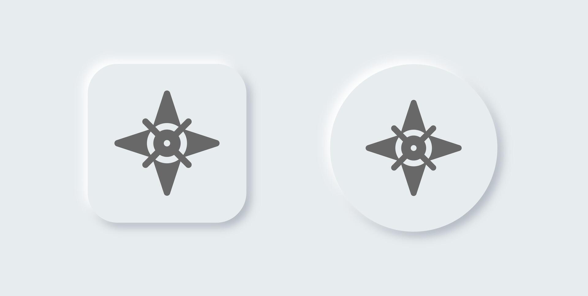 Compass solid icon in neomorphic design style. Exploration signs illustration. vector