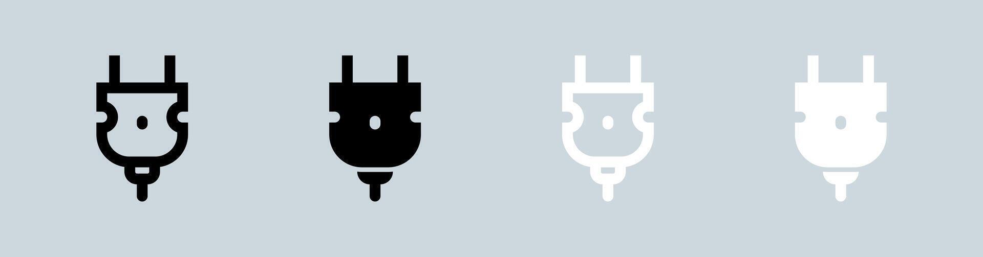 Socket icon set in black and white. Power plug signs illustration. vector