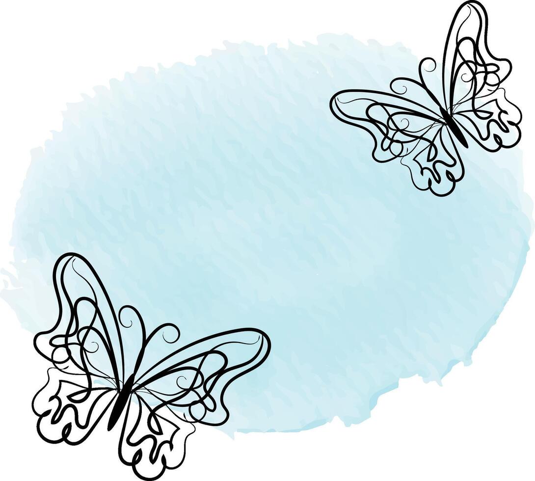 Butterfly outline with drawn details collection vector