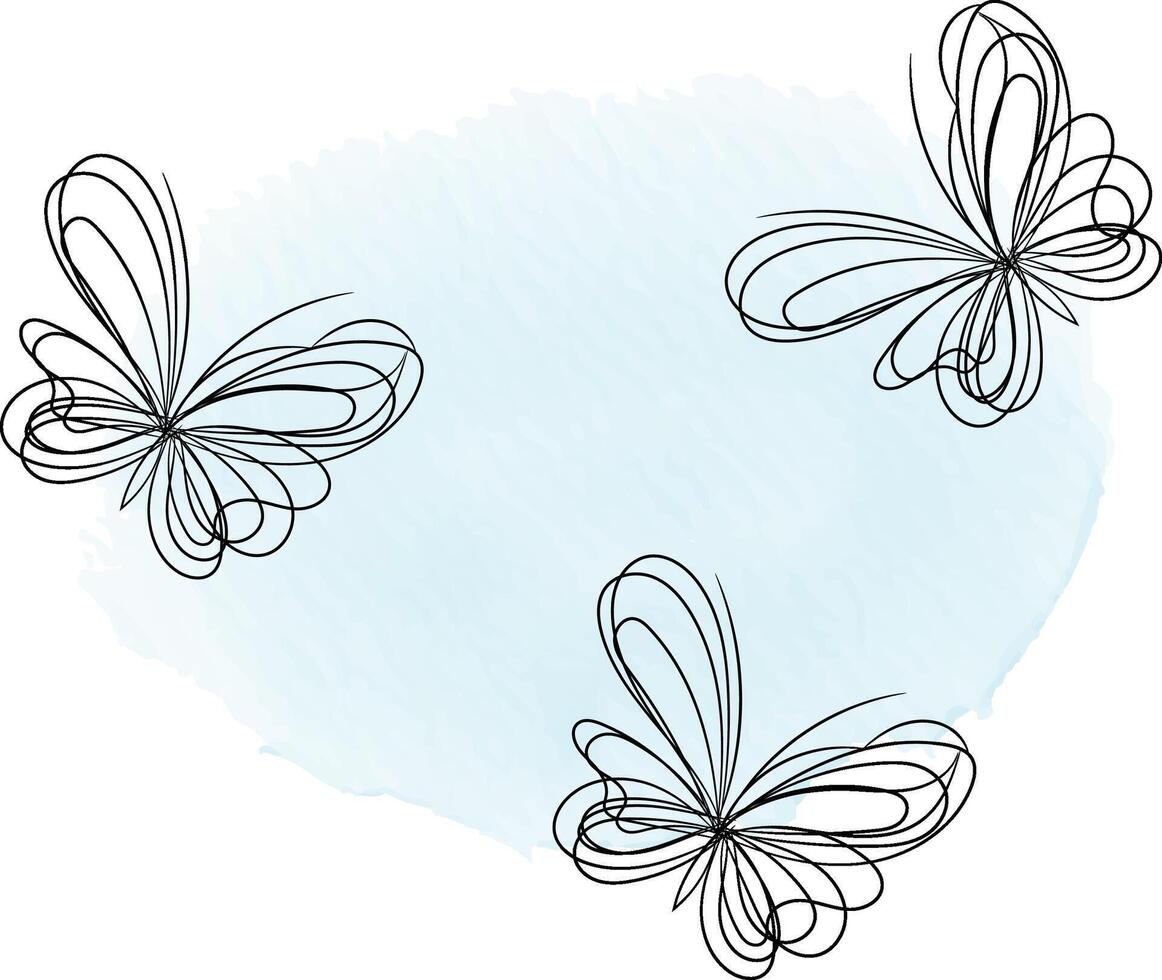 Beautiful butterfly outline illustration vector
