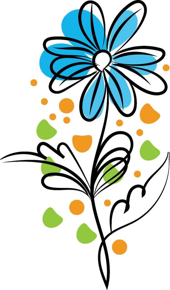 Hand drawn flat design simple flower outline vector