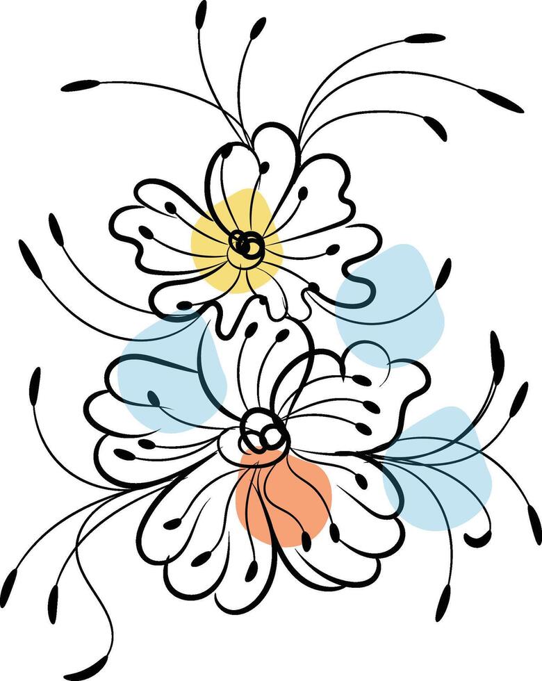Hand drawn flat design simple flower outline vector