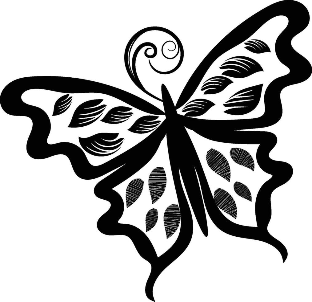 Beautiful butterfly outline illustration vector