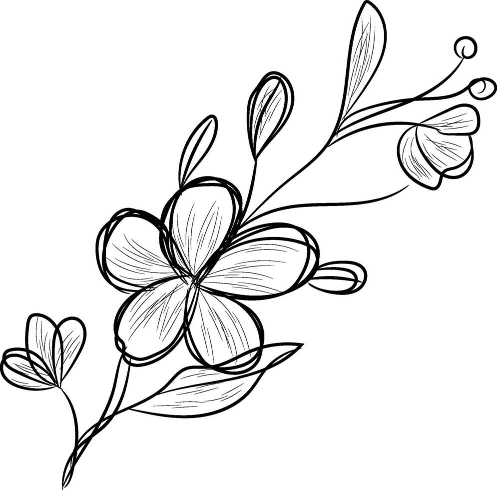 Hand drawn flat design simple flower outline vector