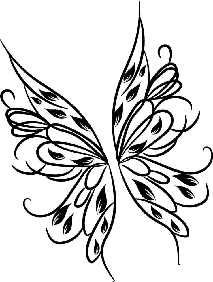 Beautiful butterfly outline illustration vector