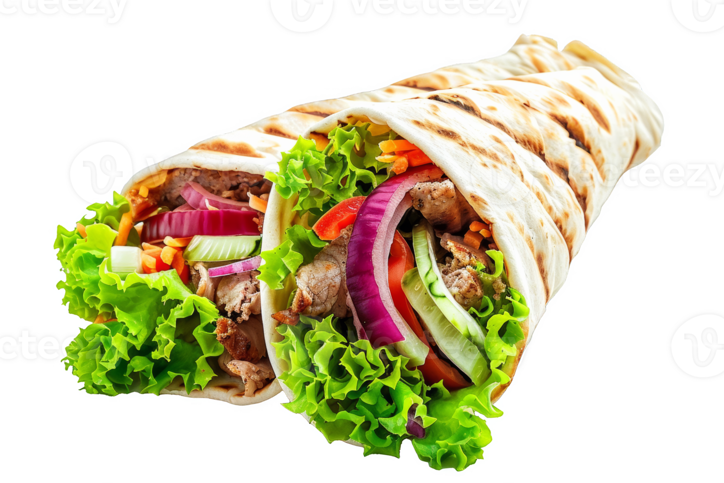 Fresh Doner Kebab With Vegetables png