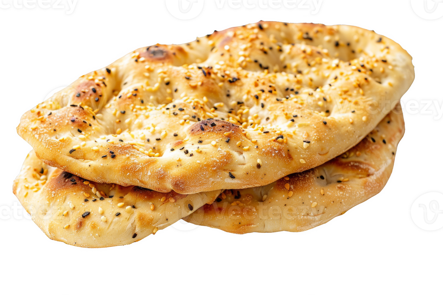 Fresh Baked Flatbread With Sesame Seeds 44765857 PNG