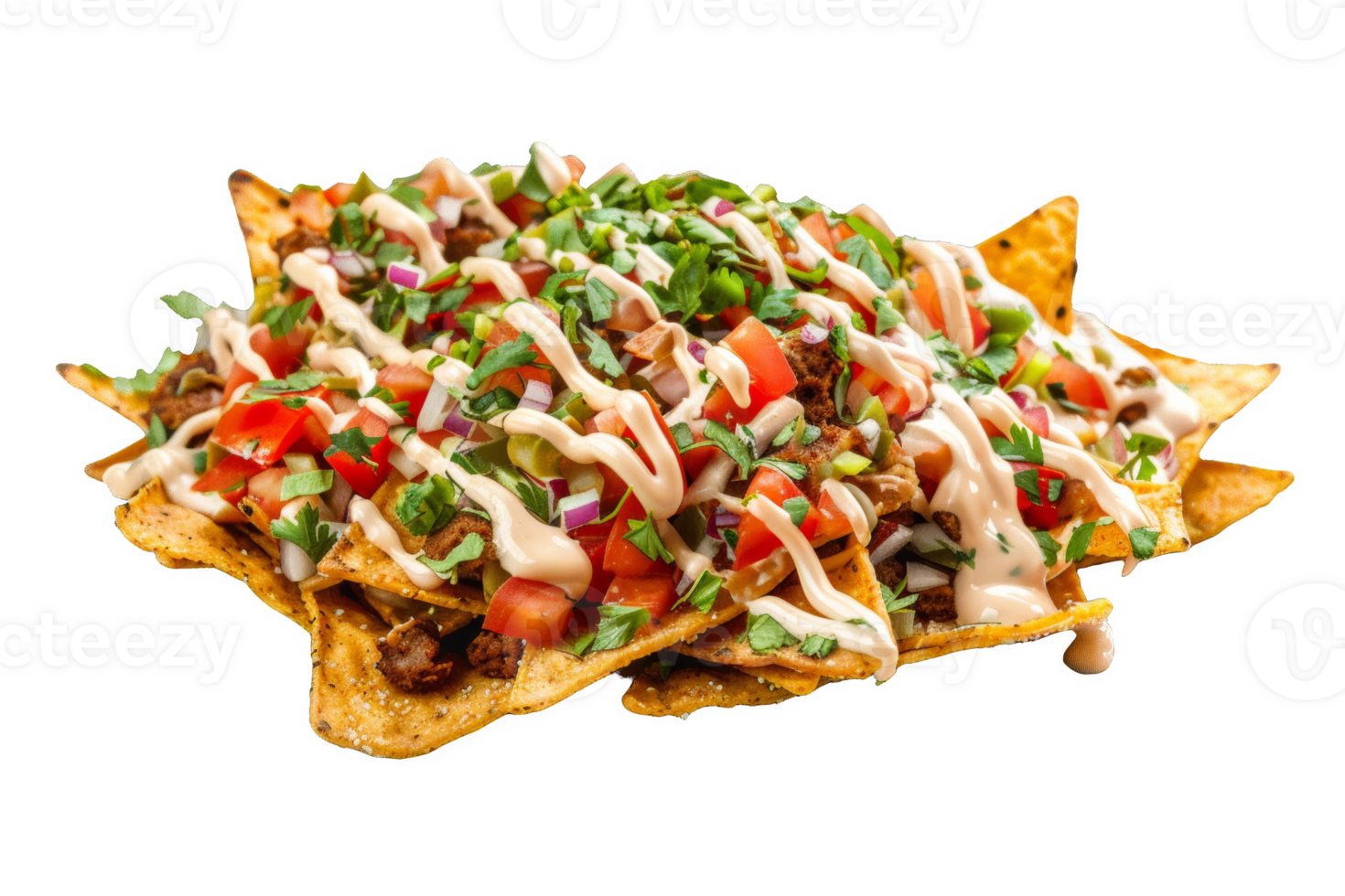 Close Up Nachos With Toppings png