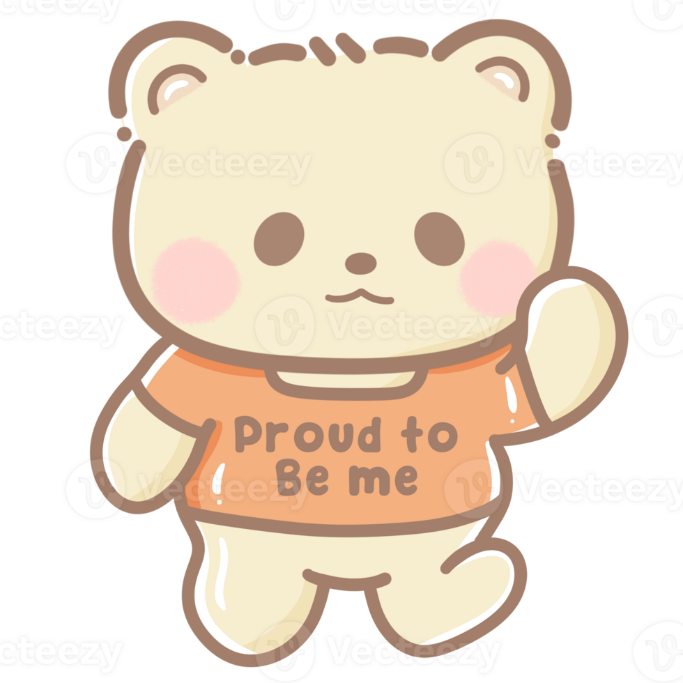 dessiné à la main illustration mignonne kawaii Jaune nounours ours fierté mois lgbt arc en ciel clipart pastel Couleur salutation carte fête invitation png