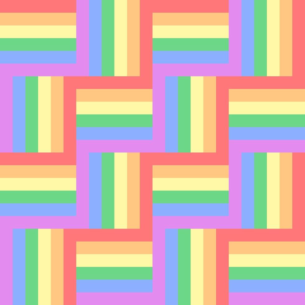 Rainbow tile seamless pattern, stripes, square pattern, pride month theme for using as background or printing vector