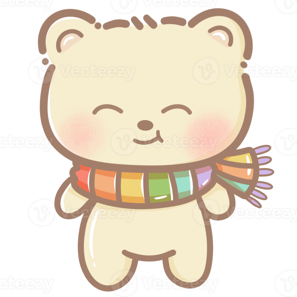 dibujado a mano ilustración linda kawaii amarillo osito de peluche oso orgullo mes lgbt arco iris clipart pastel color saludo tarjeta fiesta invitación png