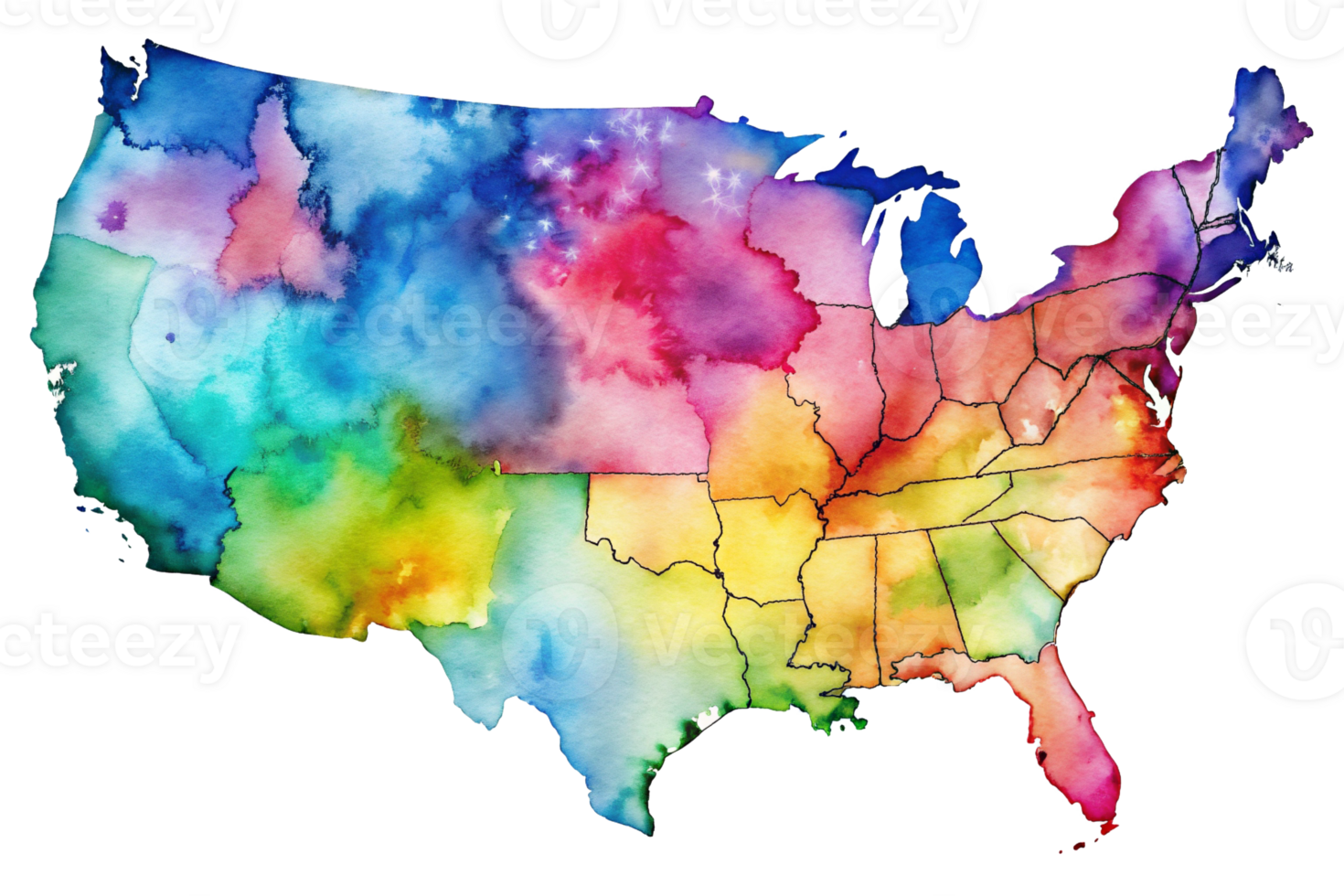 rainbow watercolor graphics country USA png